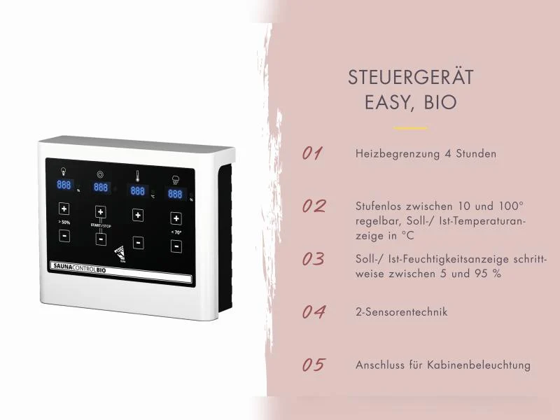 Karibu Fasssauna Quadro 3 inkl. 9 kW Bioofen ext. Steuerung - 38 mm