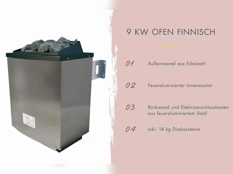 Karibu Fasssauna 1, 38 mm- inkl. 9 kW Ofen externe Steuerung