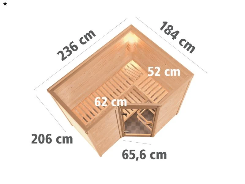 Sahib 2 - Karibu Sauna ohne Ofen - ohne Dachkranz -