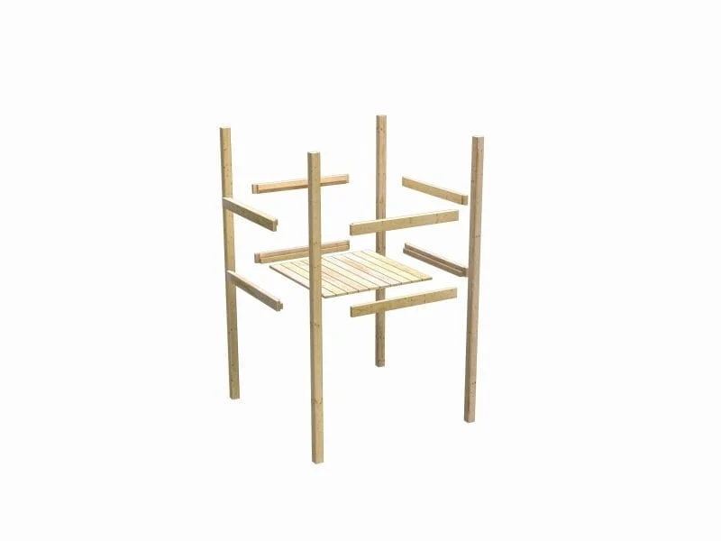 Karibu Spielturm Lotti natur mit Anbauplattform und Kletterwand