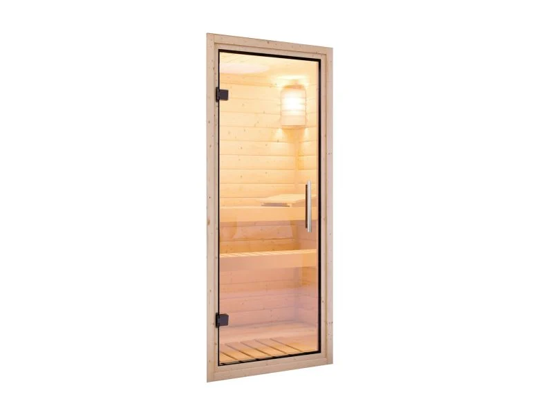 Karibu Saunatür Classic klarglas für 38 / 40 mm Wandstärke