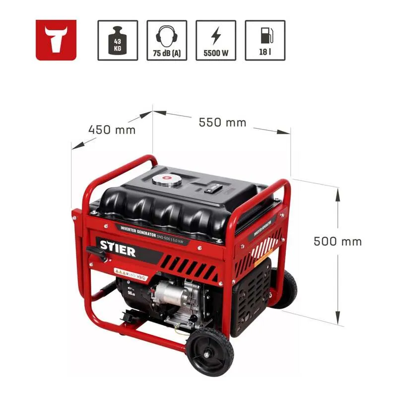 B-Ware STIER Inverter Stromerzeuger SNS-500 5,0 kW Benzin Generator 75 dB(A) 18l 43kg