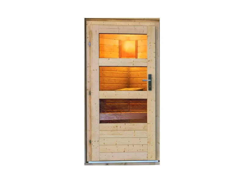 Karibu Türpaket Außensauna Modern, naturbelassen, 40 mm Saunahäuser