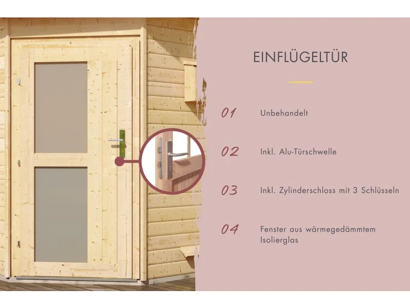 Karibu Türpaket Außensauna Milchglasoptik 40 mm Saunahäuser