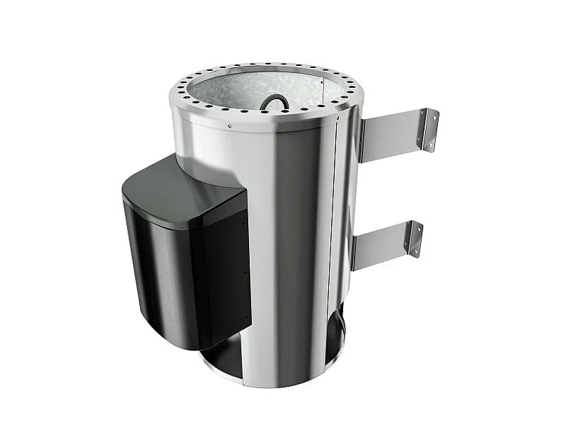 Saja - Karibu Sauna Plug & Play 3,6 kW Ofen, ext. Steuerung - mit Dachkranz - Moderne Saunatür
