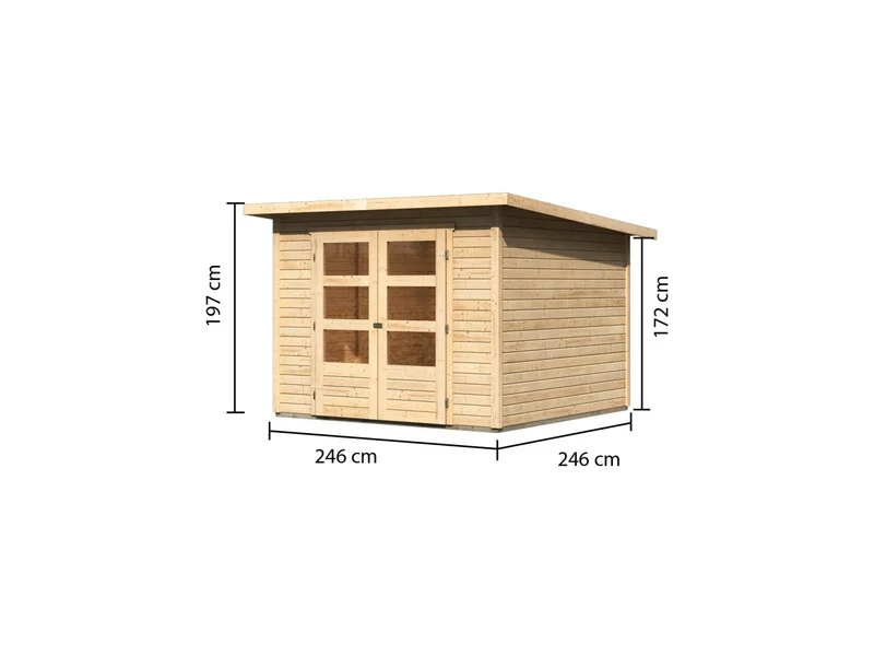 Karibu Stelzenhaus Benjamin terragrau mit Rutsche in rot