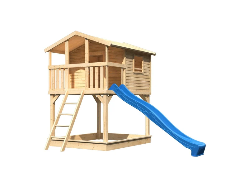 Karibu Stelzenhaus Benjamin natur mit Rutsche in blau