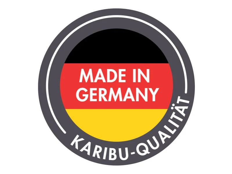 Karibu Gartenhaus Retola 3 in terragrau mit Anbauschrank und Anbaudachdach 2,80 Meter