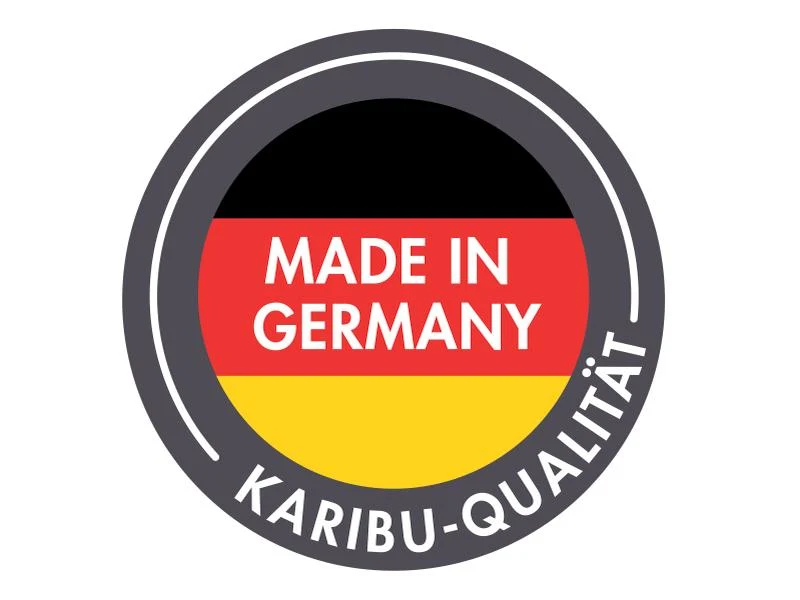 Karibu Gartenhaus Retola 5 mit Anbauschrank und Anbaudach 2,40 Meter, terragrau
