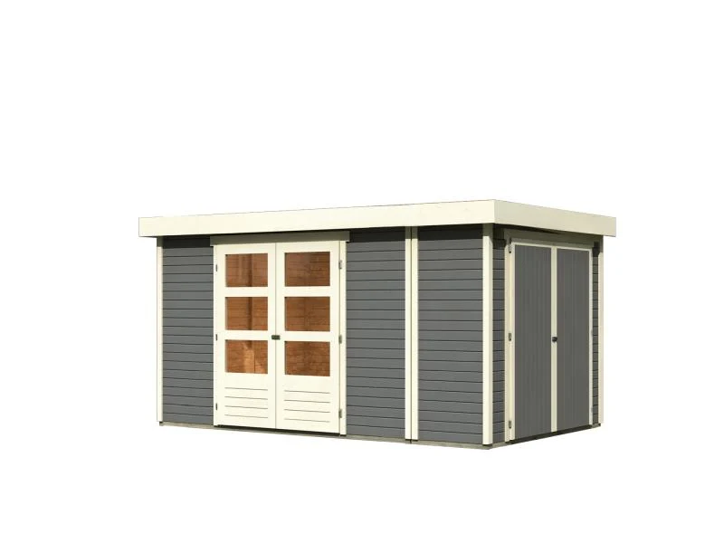 Karibu Gartenhaus Retola 6 inkl. Anbauschrank, terragrau