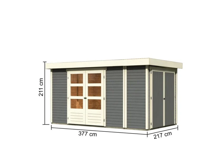 Karibu Gartenhaus Retola 5 inkl. Anbauschrank, terragrau