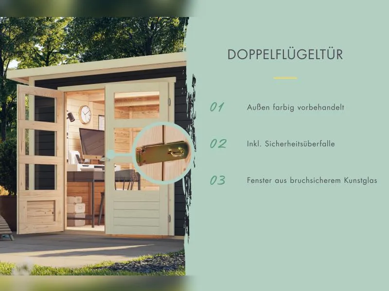 Karibu Gartenhaus Retola 5 inkl. Anbauschrank, terragrau