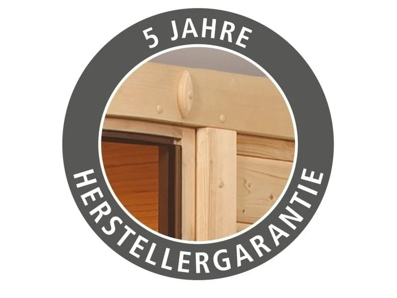 Karibu Sauna Mia inkl. 9 kW Ofen ext. Steuerung, mit moderner Saunatür -ohne Dachkranz-