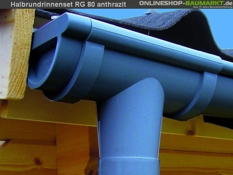 Dachrinnen Set RG 80 anthrazit 650 cm zweiseitig
