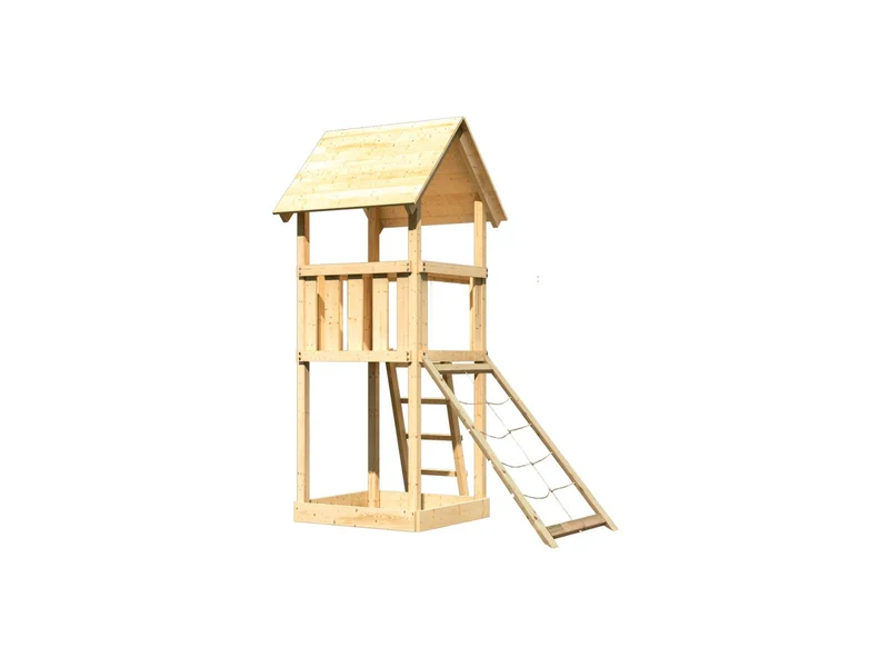 Karibu Spielturm Lotti mit Netzrampe