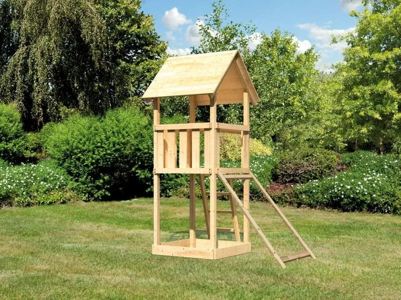 Karibu Spielturm Lotti mit Netzrampe