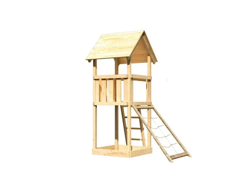 Karibu Spielturm Lotti mit Netzrampe