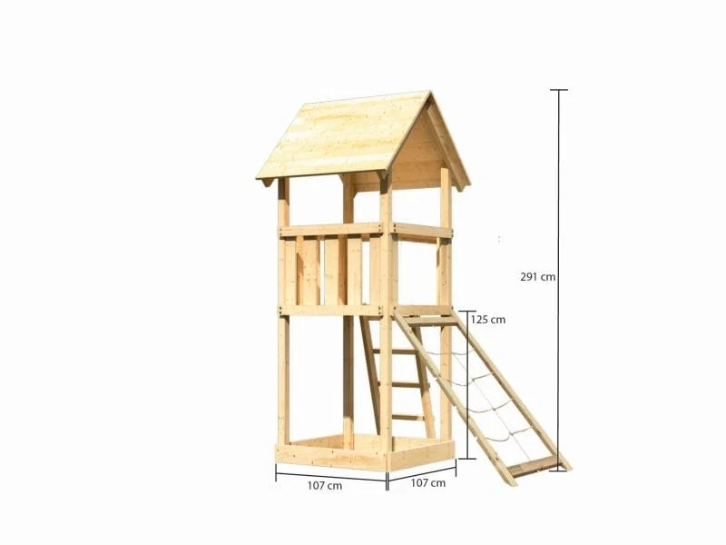 Karibu Spielturm Lotti mit Netzrampe