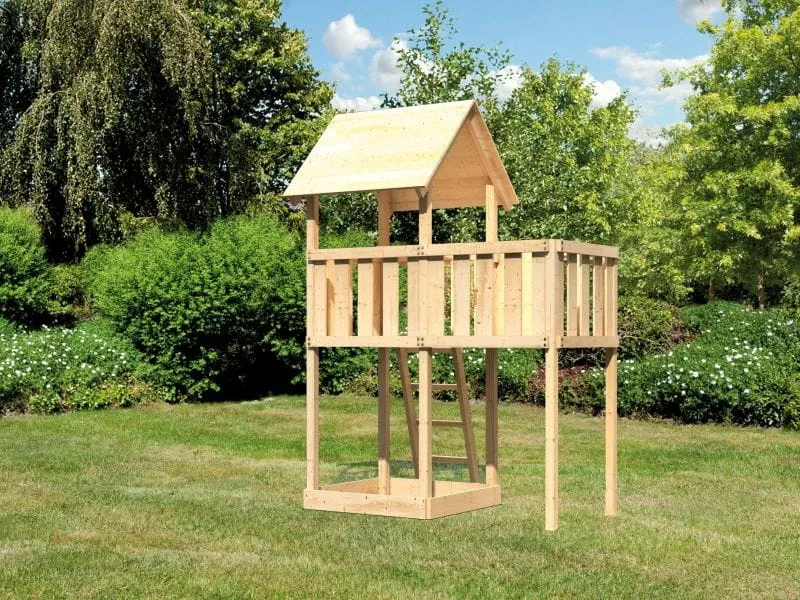 Karibu Spielturm Lotti natur mit Anbauplattform