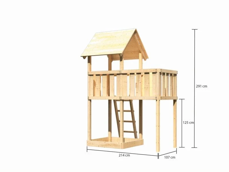 Karibu Spielturm Lotti natur mit Anbauplattform