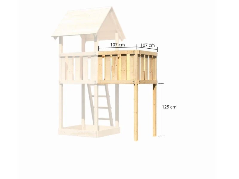 Karibu Spielturm Lotti natur mit Anbauplattform