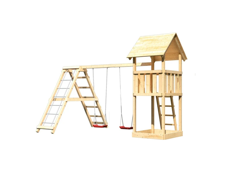 Karibu Spielturm Lotti mit Doppelschaukel inkl. Klettergerüst