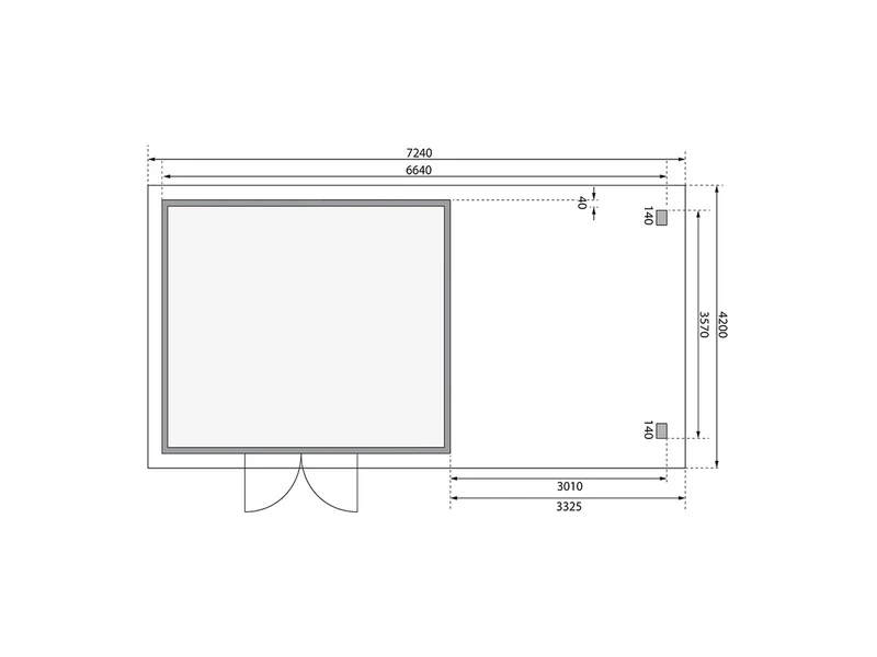 Karibu Gartenhaus Northeim 5 terragrau mit Anbaudach 3 m inkl. Rückwand