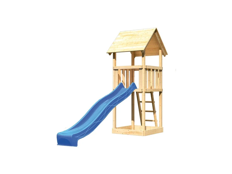 Karibu Spielturm Lotti Set mit Wellenrutsche in blau