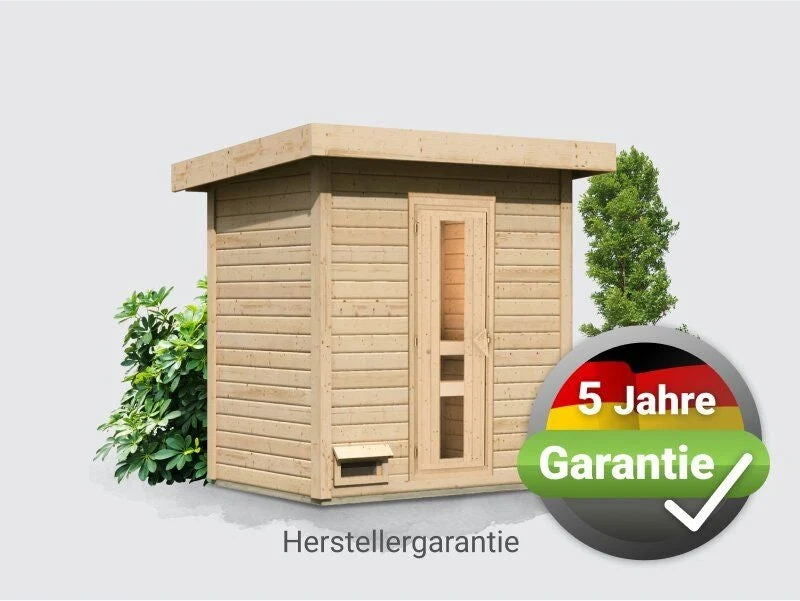 Norlinio Saunahaus Hella 1 38 mm - ohne Ofen - inkl. Dacheindeckung und Fußboden