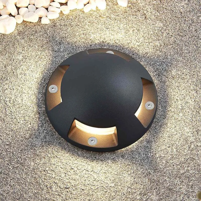 B-Ware Lindby LED-Bodenstrahler Huban Gartenleuchte anthrazit 4-flammig IP67 15cm