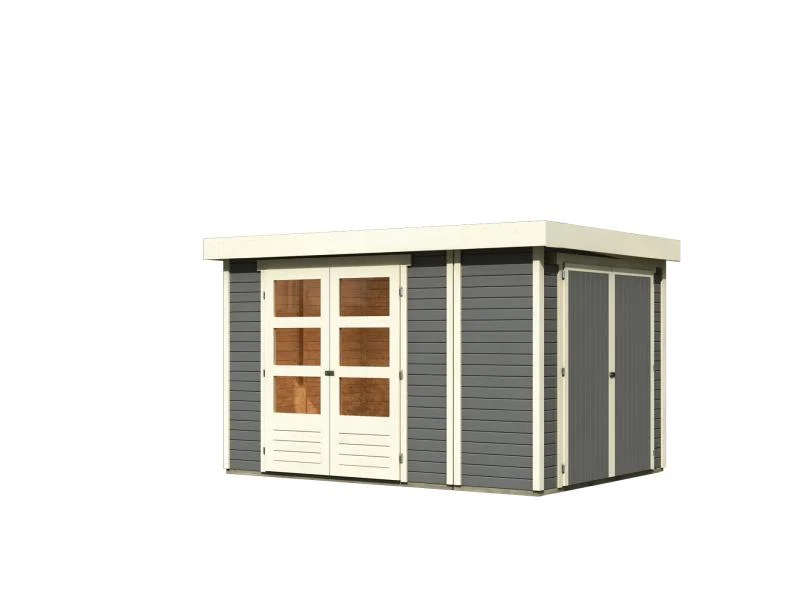 Karibu Gartenhaus Retola 4 inkl. Anbauschrank, terragrau