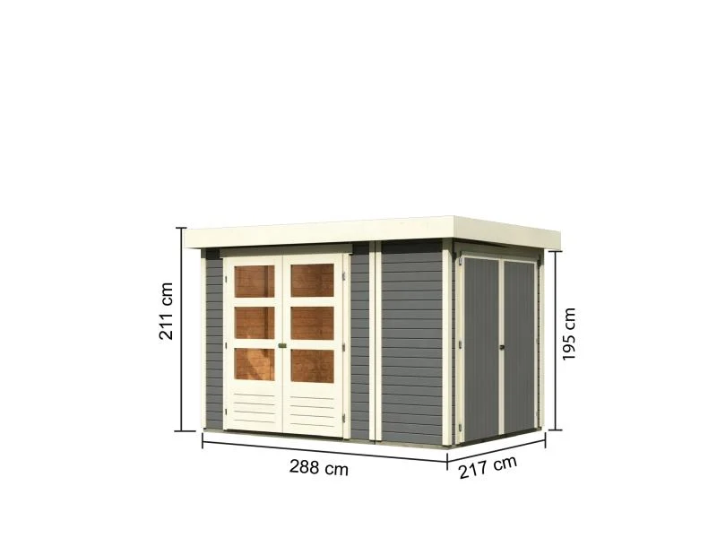 Karibu Gartenhaus Retola 2 terragrau 19 mm, inkl. Anbauschrank