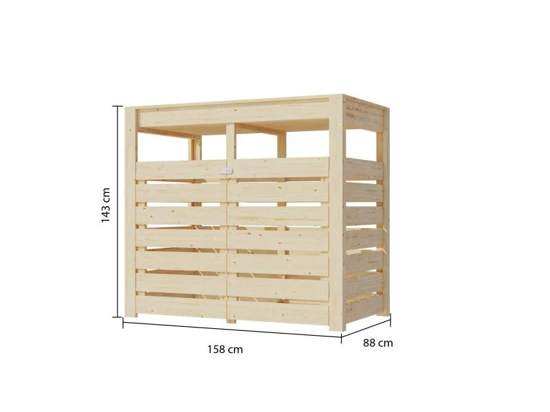 Karibu Mülltonnenbox, natur, für 2 Tonnen inkl. Hochbeet