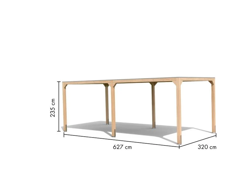 Karibu Pavillon Cubus im Set mit 2 Verlängerung, natur