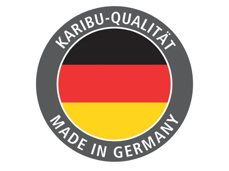 Karibu Sauna Mia inkl. 9 kW Bioofen ext. Steuerung, mit energiesparender Saunatür -mit Dachkranz-