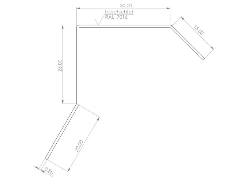 Blendenabdeckung Flachdach Typ 1b - bis 30 mm Blendendicke - 10 Stück
