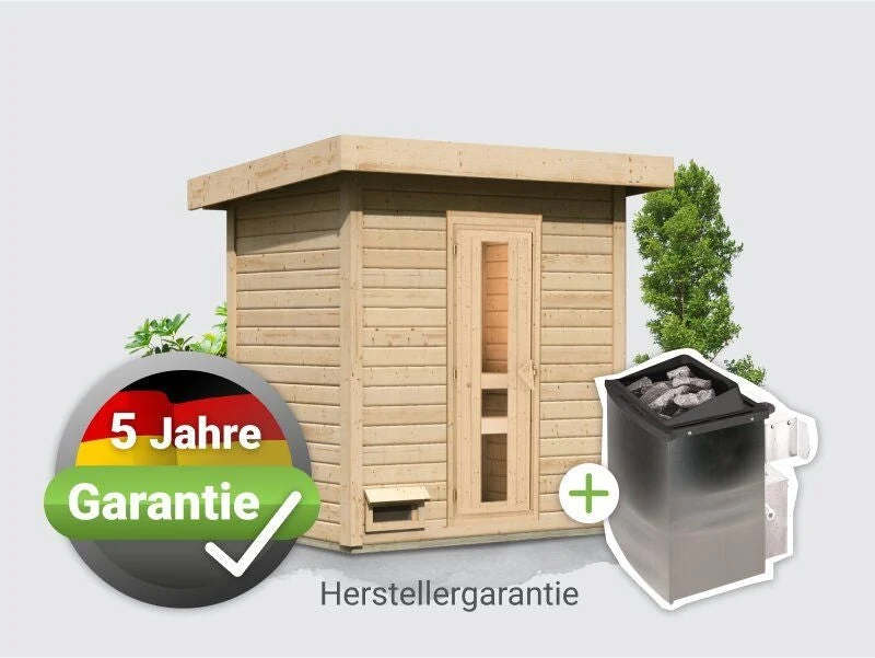 Norlinio Saunahaus Hella 1 38 - inkl. 9 kW Ofen integr. Steuerung - inkl. Dacheindeckung