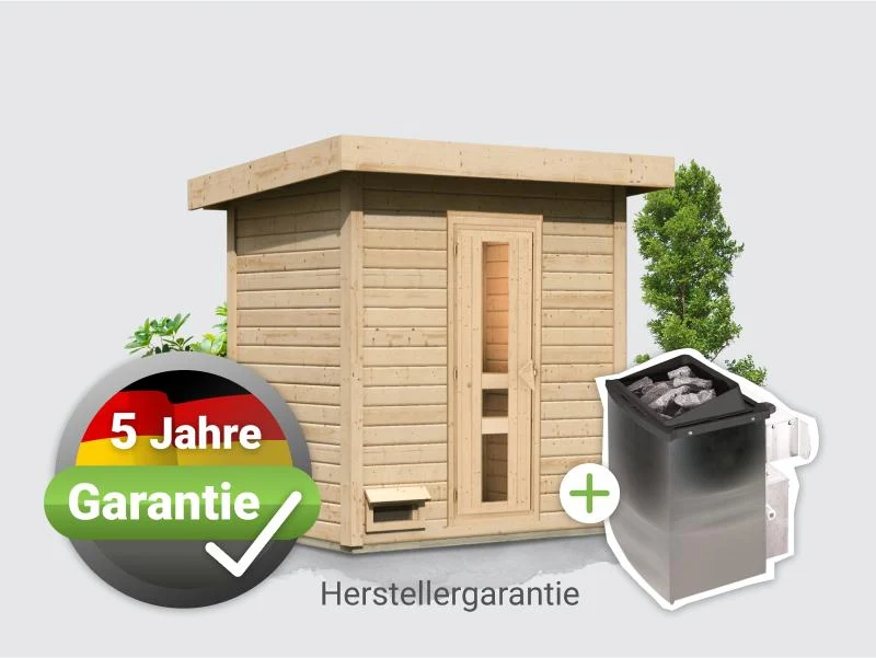 Norlinio Saunahaus Hella 1 38 - inkl. 9 kW Ofen integr. Steuerung - inkl. Dacheindeckung