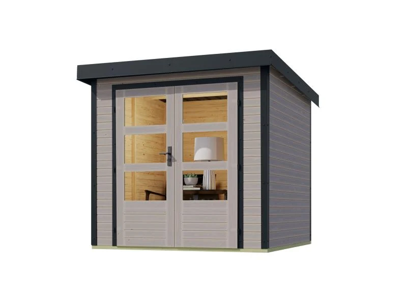 Karibu Hybrid Gartenhaus Jupiter 2 D wassergrau/staubgrau