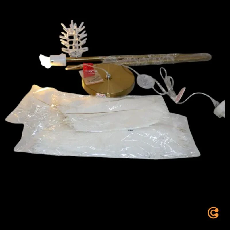 B-Ware KARE Stehleuchte Feather Palm Lampe mit Federn weiß messing 165cm Höhe 65cm Ø