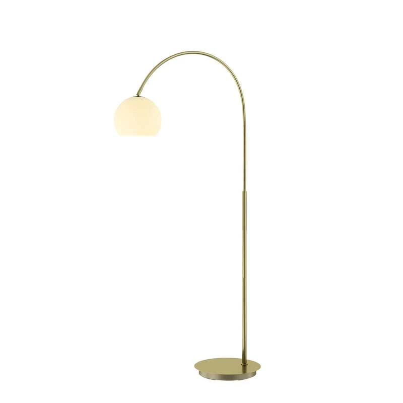 B-Ware Lindby Bogenlampe Stehlampe Cynthia LED Lampe messingfarben 140cm E27 Leuchte