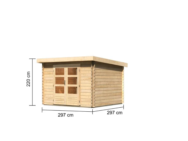 Karibu Gartenhaus Flora 5 natur, inkl. selbstklebende Dachbahn, Vlies und Wurzelschutzfolie