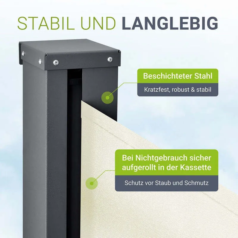 B-Ware Seitenmarkise Dubai Sichtschutz Garten Terrasse ausziehbar beige 500x180cm Stahl