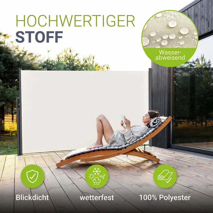 B-Ware Seitenmarkise Dubai Sichtschutz Garten Terrasse ausziehbar beige 500x180cm Stahl