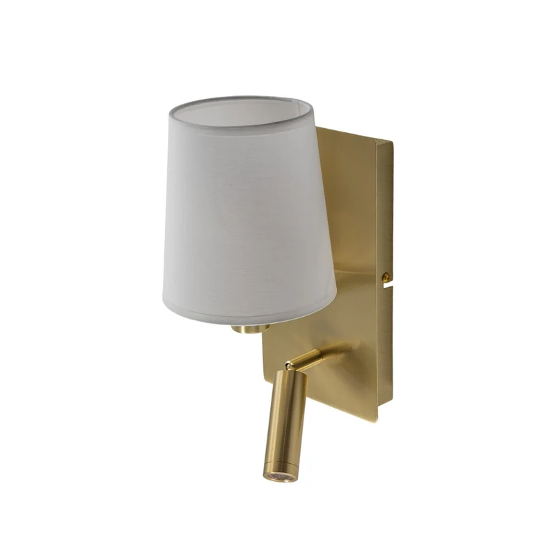 B-Ware Lindby Wandleuchte Wandlampe LED Leselicht weiß messing Beleuchtung Stoff Met339