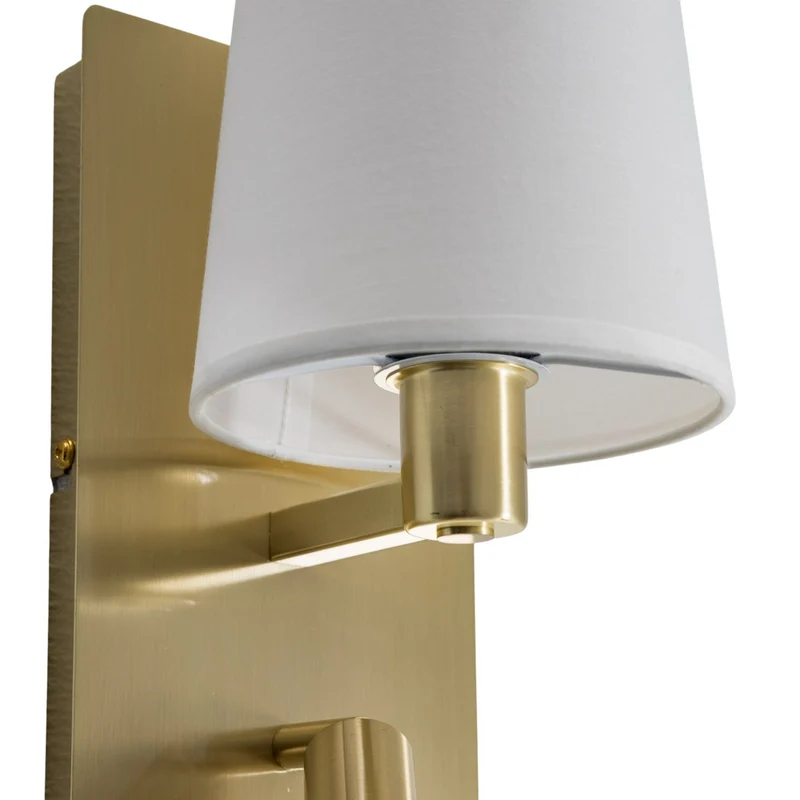 B-Ware Lindby Wandleuchte Wandlampe LED Leselicht weiß messing Beleuchtung Stoff Met339