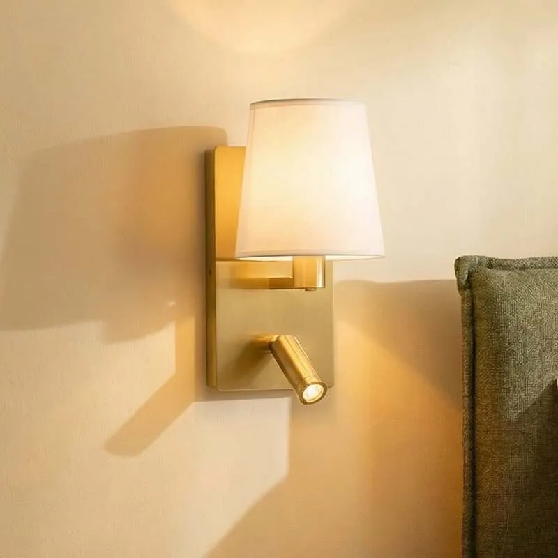 B-Ware Lindby Wandleuchte Wandlampe LED Leselicht weiß messing Beleuchtung Stoff Met339