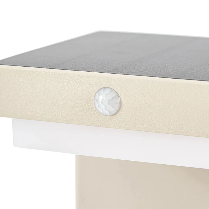 B-Ware Lindby Sockelleuchte Wegeleuchte LED Solar Sensor Aluminium beige Außenleuchte