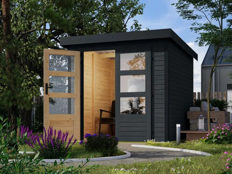 Karibu Hybrid Gartenhaus Jupiter 2 C anthrazit/anthrazit
