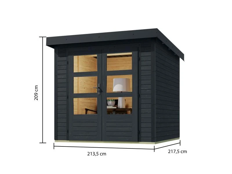 Karibu Hybrid Gartenhaus Jupiter 2 C anthrazit/anthrazit